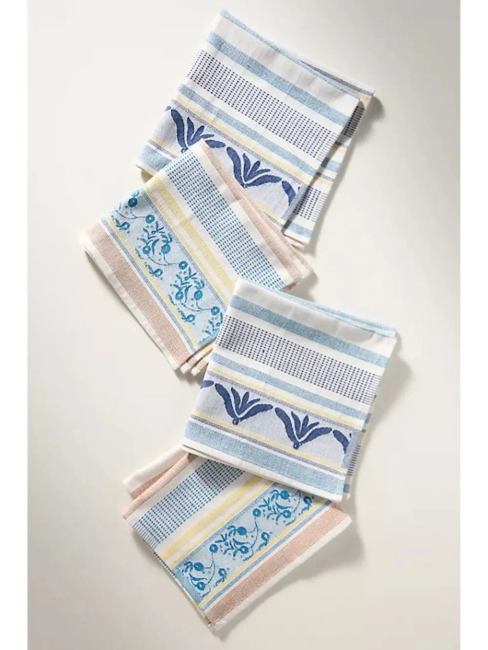 Anthropologie The Mediterranean Dish Jacquard Napkins, Set of 4 NWOT